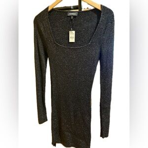 Express Black Glitter Scoop Neck Sweater